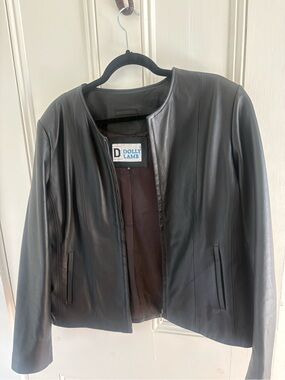Women’s Black Leather Lamb skin Jacket. Minimalist, biker, blazer